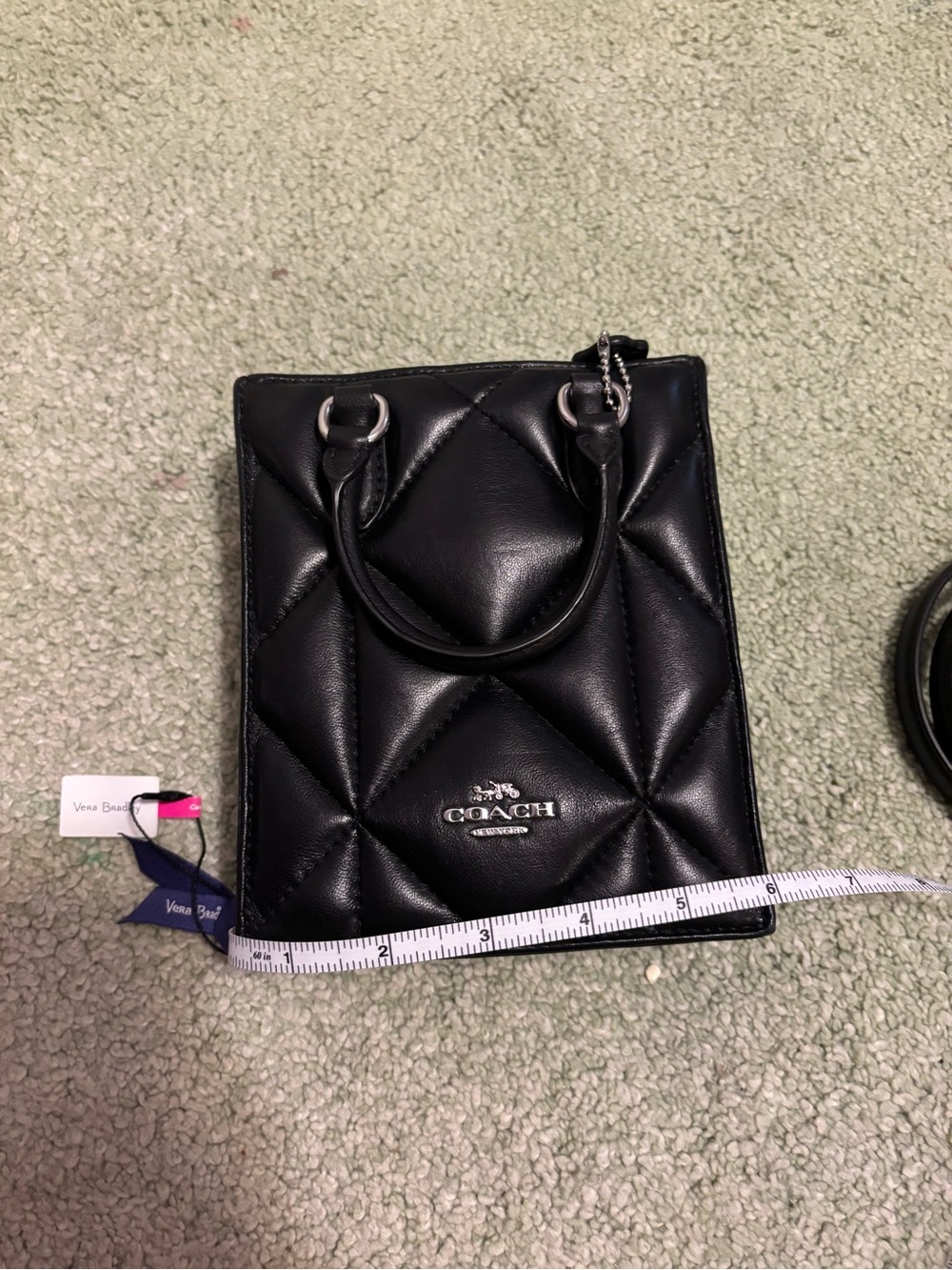 Coach Black Quilted Mini Handbag with Logo Charm - Picture 9 of 10